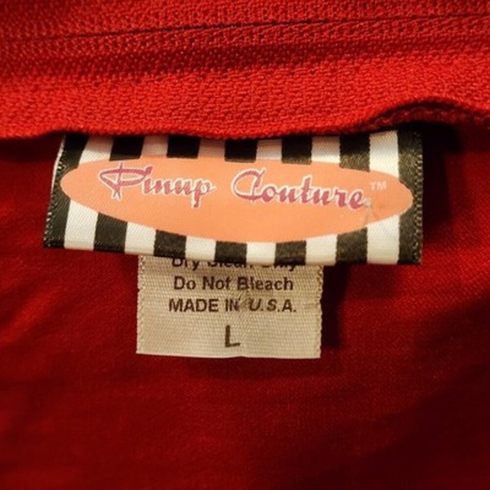 Pinup Couture Erin Wiggle Dress Red Retro 1950s Rockabilly Bombshell Large - Picture 3 of 6